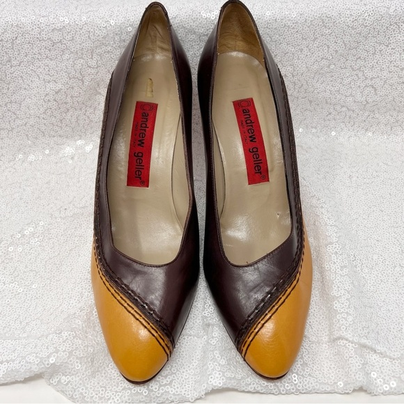 Andrew Gellar made in Italy brown and mustard yellow pumps. Size 7.5 women’s - Picture 10 of 16